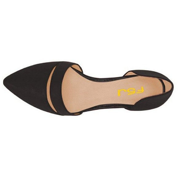 FSJ Black Faux Leather Closed Toe Flats - Picture 3 of 8